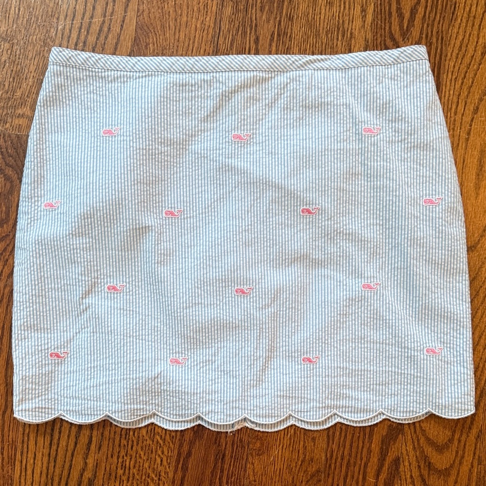 Vineyard Vines whales seersucker scalloped Mini Skirt